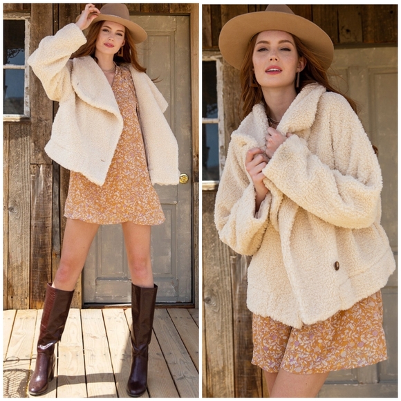 LAST 1❗️NEW IN By VERY J Cozy Chic Cream Sherpa Oversized Teddy Coat Jacket - Picture 4 of 9